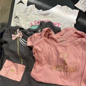 Baby Bodysuit Set - Pink, Gray & White One-Piece Tops